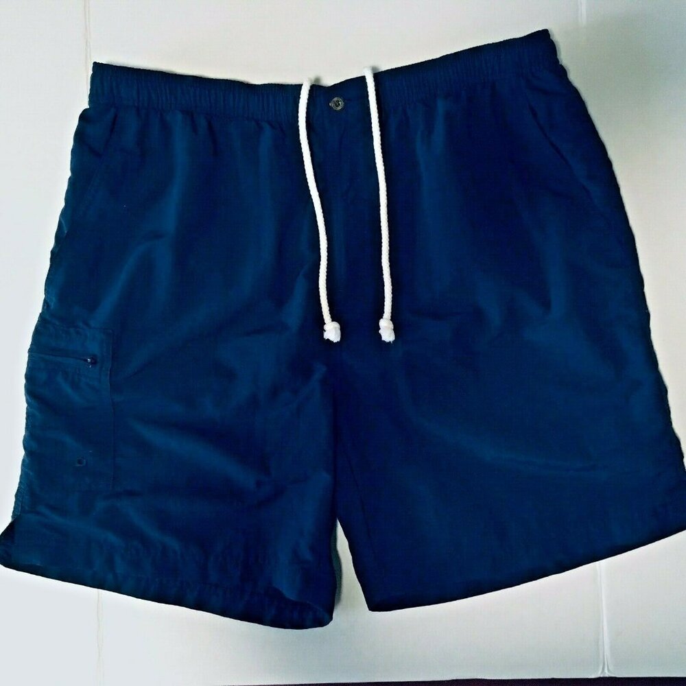 Tommy Bahama Men Swimming Shorts Navy Blue Drawstring 5 Pockets Size L